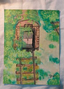 Abandoned Train Painting - Original Artwork
