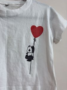 Cute Panda Heart Balloon Crop T-Shirt