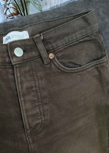 Zara brown straight jeans