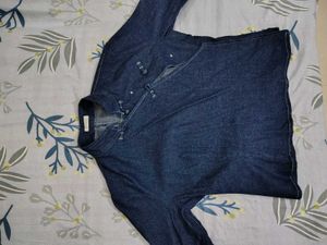 Denim Mandarin Collar top