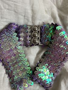 💜🩵🤍Iridescent Sequin Snap Belt ✨