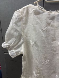 Pinteresty cream colour Butterfly Embroidered top