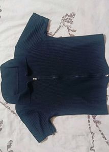 Ribbed Knit Zipper Sweater (Size -xs)
