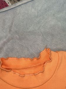 Orange Mock Neck Lettuce Trim Tank Top