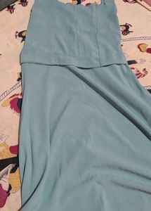 Green Dress + High-Low Shrug Set