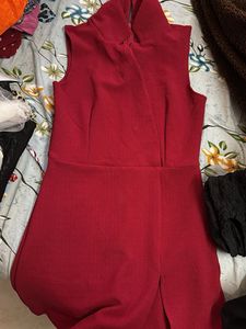 Red Sleeveless Jumpsuit