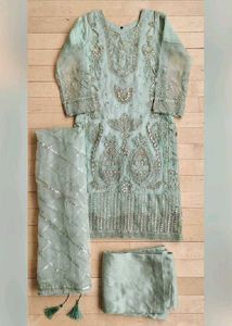 Elegant Mint Embroidered Kurta Set