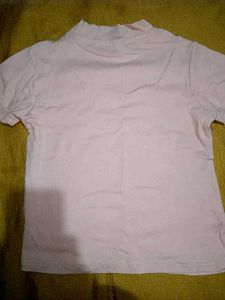 peach Ribbed Mock Neck Top(S)