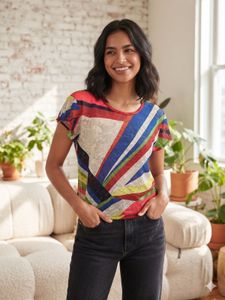 Colorful Striped Mesh Top