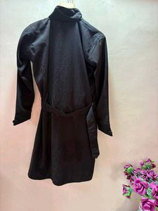 Chic brown Mini coat Dress with Belt