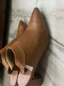 Tan Pointed Slingback Flats