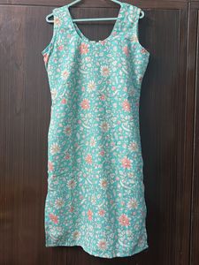 Beautiful Teal Floral Print Kurta