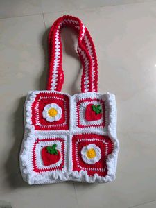 Crochet Strawberry Tote Bag