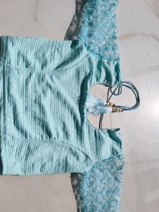 Sky Blue Readymade Saree Blouse