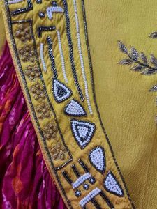 Yellow Kurta Set with Red Bandhani Dupatta