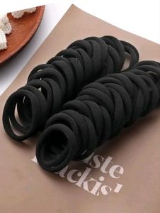 Premium Black Hair Rubber Bands for Women - 20Pcs