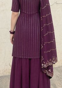 Elegant Purple Sequined Kurta Set