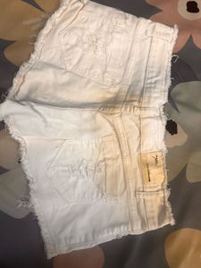 White Distressed Denim Shorts
