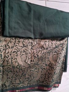 New elegant Dark Green Saree with Bird Motifs