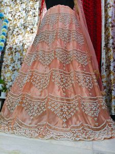 Stunning Peach Embroidered Lehenga Choli