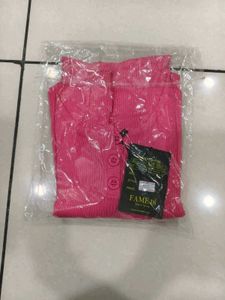 Pink Ribbed Henley Top