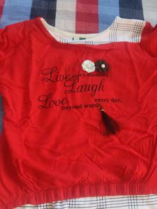 Red "Live Laugh Love" Graphic T-Shirt