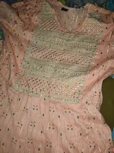 Peach Embroidered Kurta