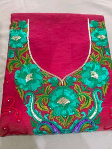 Fancy Chanderi Suit With Thread,