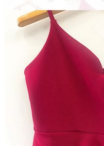 Maroon Spaghetti Strap Mini Dress