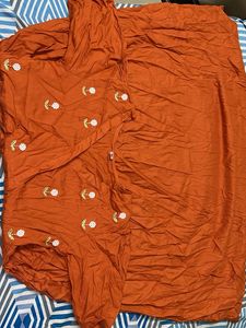Embroidered Orange Kurta Set