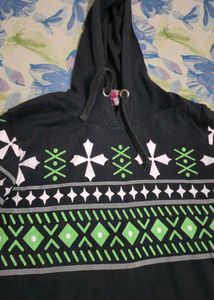 Patterned Black Hoodie