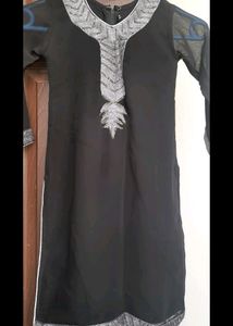 Black &amp; Silver Grey Embellished Plazo Set For Girl