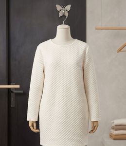 Winter Chic Textured Cream Long Sleeve Top