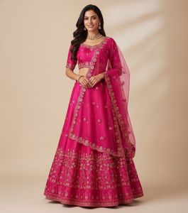 Vibrant Pink Embroidered Lehenga Choli