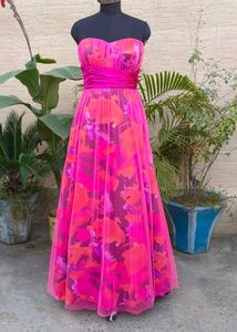 Vibrant Floral Strapless Maxi Dress 32/34