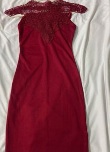 Stunning Lace Detail Red Dress