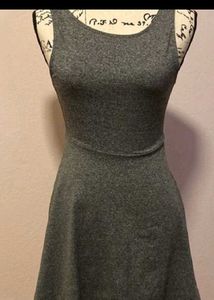 Gray Shimmery Sleeveless Fit & Flare Dress