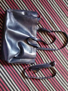 Stylish Blue Croc Embossed Handbag