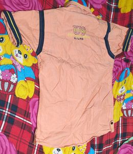 Kids' Orange Short-Sleeve Button-Down