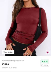 Maroon High neck tshirt