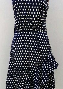 💙 Dotti Navy Blue Polka Dot High-Low Dress | XS �