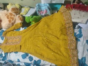 Beautiful Yellow Embroidered Anarkali Kurta