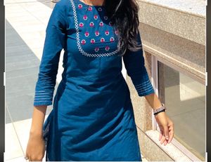 Straight Blue Cotton Kurta