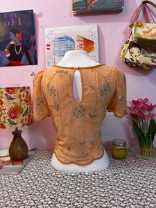 y2k chatpata Sheer Beaded Desi Floral Top
