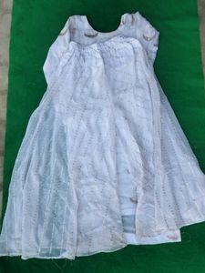 Elegant White Kurta with Gold Print