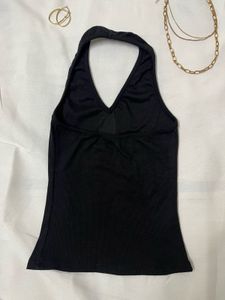 Black Halter Neck Tank Top