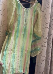 Beautiful Striped Kurta Set with Dupatta
