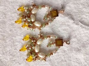 Designer Pearl &amp; Stone Dangle Earrings
