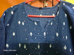 Navy Blue Printed Kurta
