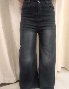beautiful...💐denim black boyfriend/wide leg jeans
